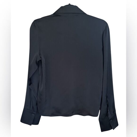 H&M Wrapover Black Satin Classic Blouse. Size XS - Picture 3 of 8